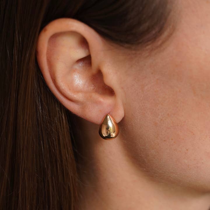 Stainless steel domed drop earrings for wholesale by Victoire Collection