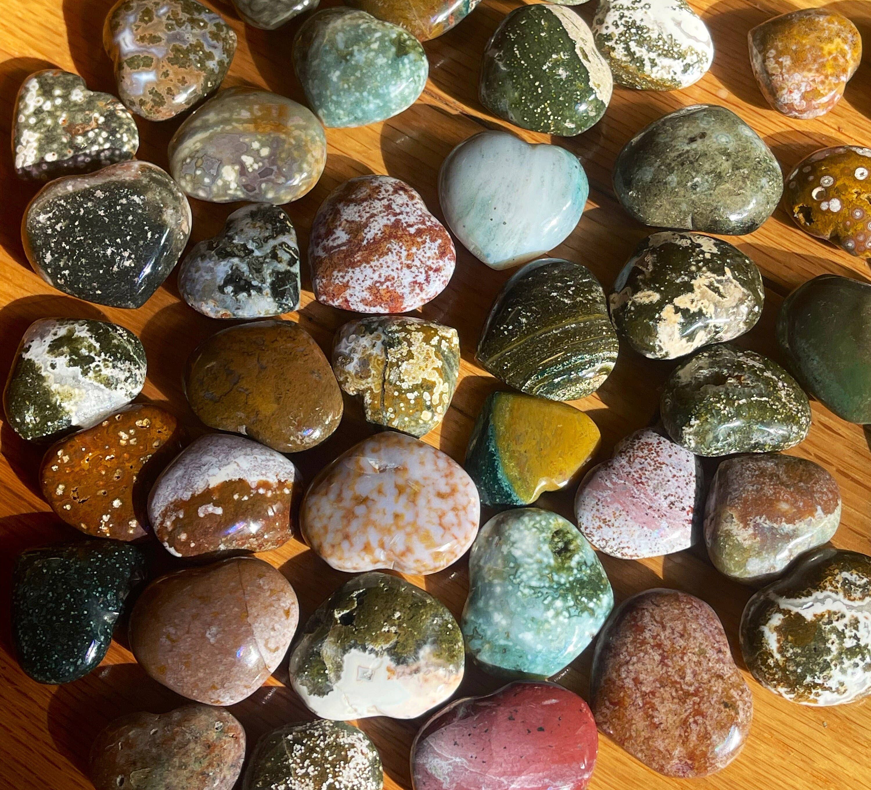 Tumbledshop - Wholesale Spiritual Stone/Crystal - Ocean Jasper Hearts, Jasper Crystal Heart, Puffy Hand Carved3