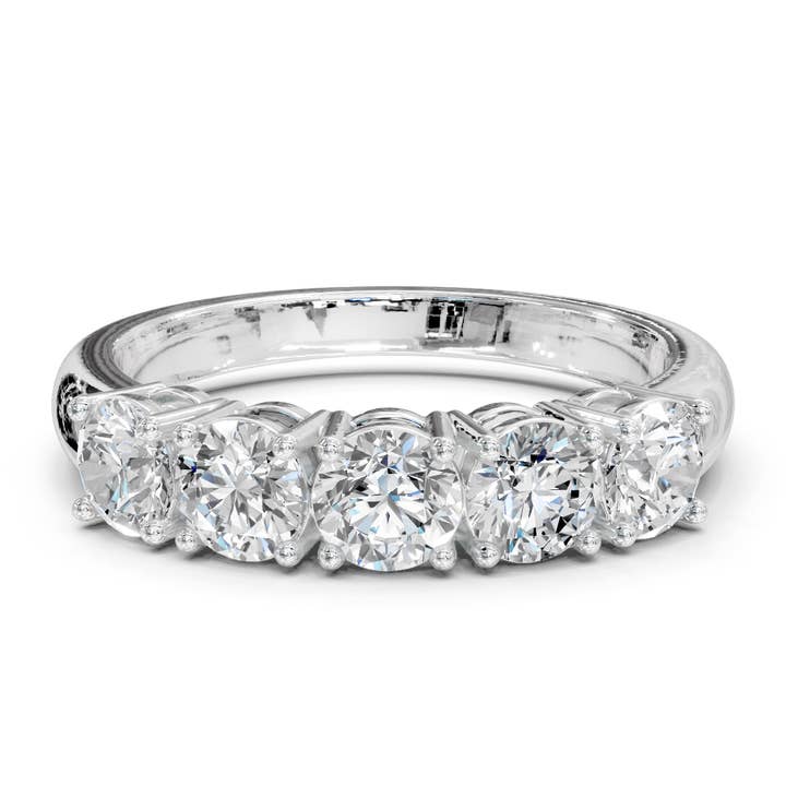 Bague de mariage en or 14 carats avec diamants cultivés en laboratoire et 5 pierres de 1,00 ct pour la vente par Brij Jewels