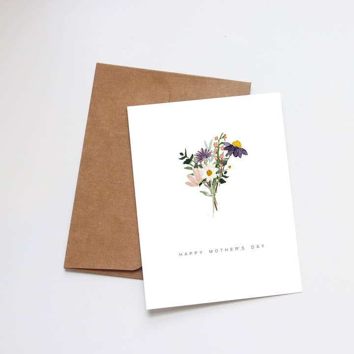 Watercolor Wildflower Bouquet Mother's Day Card for wholesale by Pacific Greetings Co