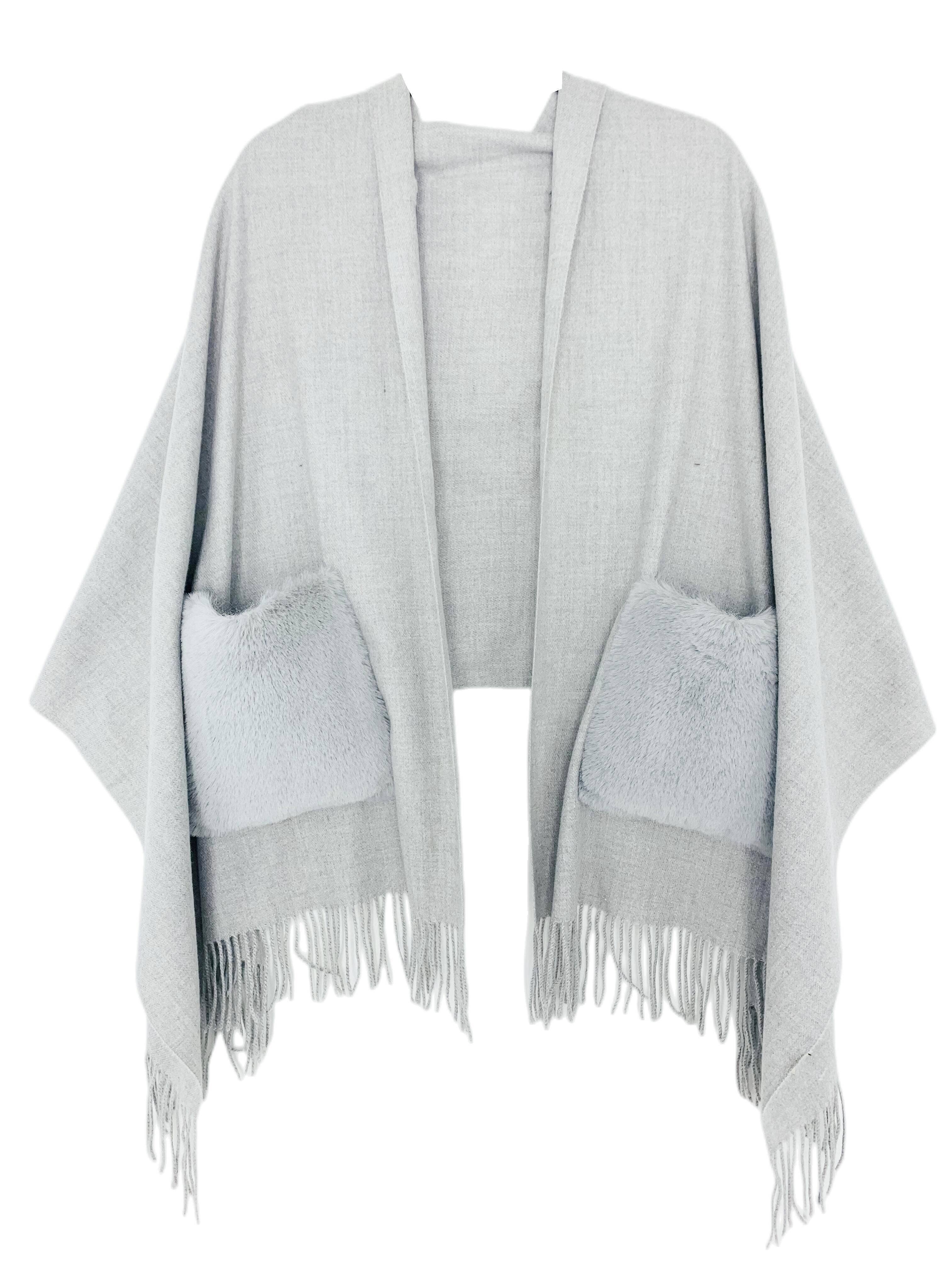 JC Sunny Fashion – wholesale Scarf – Women's – JC03250101 Cashmere Blend Fur Pocket Scarf/Shawl4