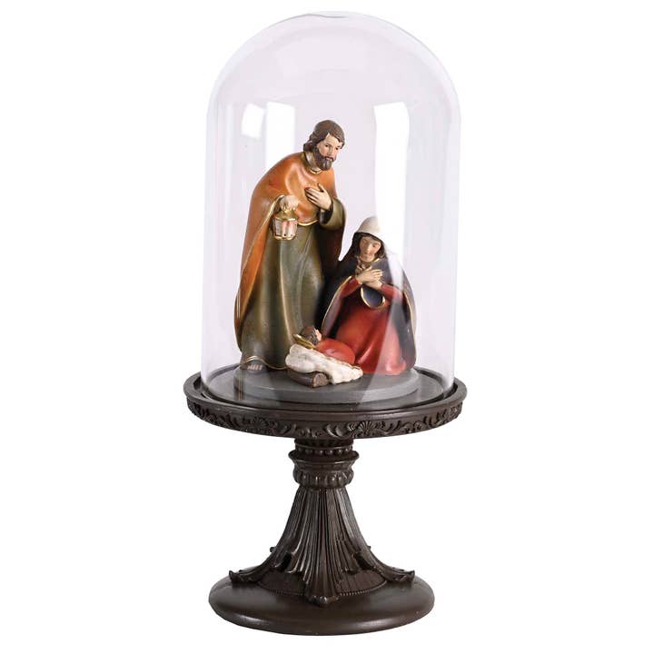 Magnolia - Wholesale Nativity scene decor - Nativity Holy Family In Glass Dome11.5H