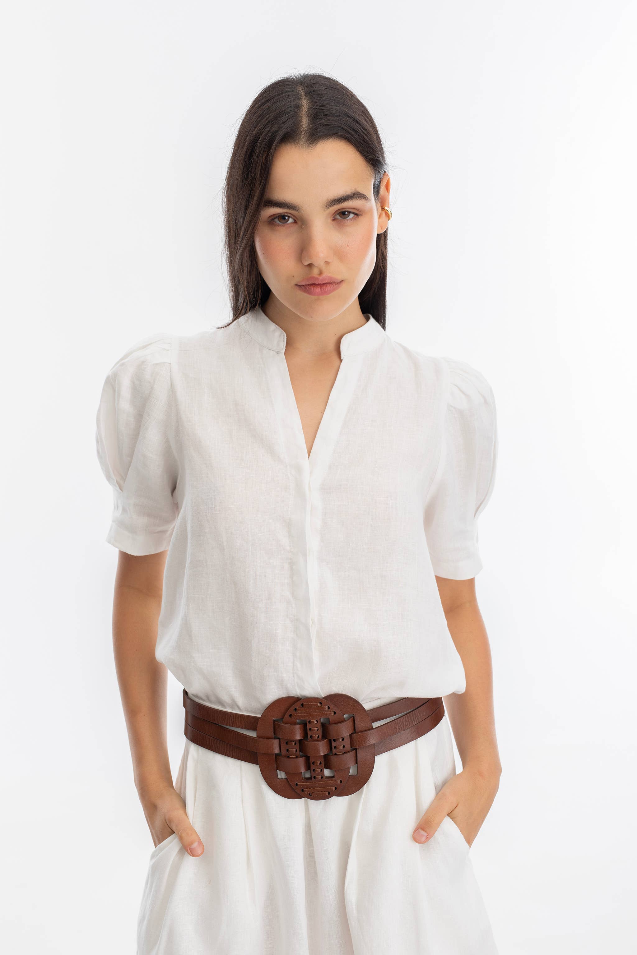 Wit Athina linnen blouse - wit voor groothandel op Faire8