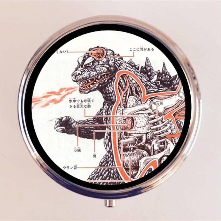 FringePop - Wholesale Pill Organizer - Godzilla Pill Box Case Pillbox Holder Trinket Stash Box Japan Japanese Pop Art