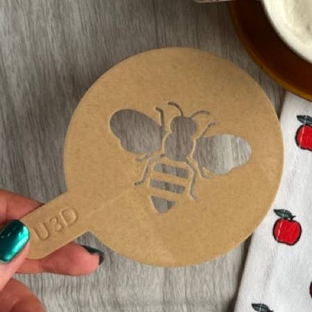 Uniberry 3D - Wholesale Drink topper - Bij - Sjabloon - Koffiesjabloon0