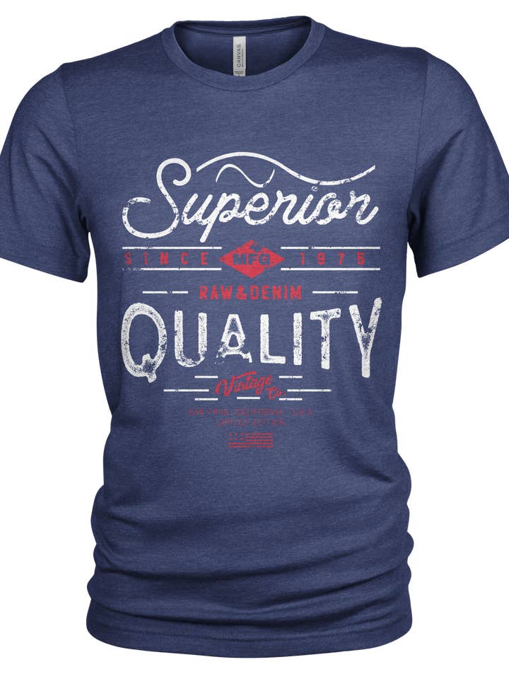 Superior Denim Navy Organic Cotton T Shirt for Men for wholesale by Union Made Raw Denim