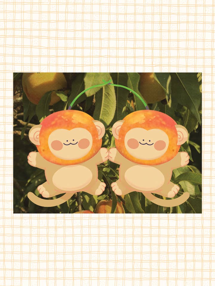 Cherry Monkeys 5 x 7 Art Print for wholesale by megoogs draws