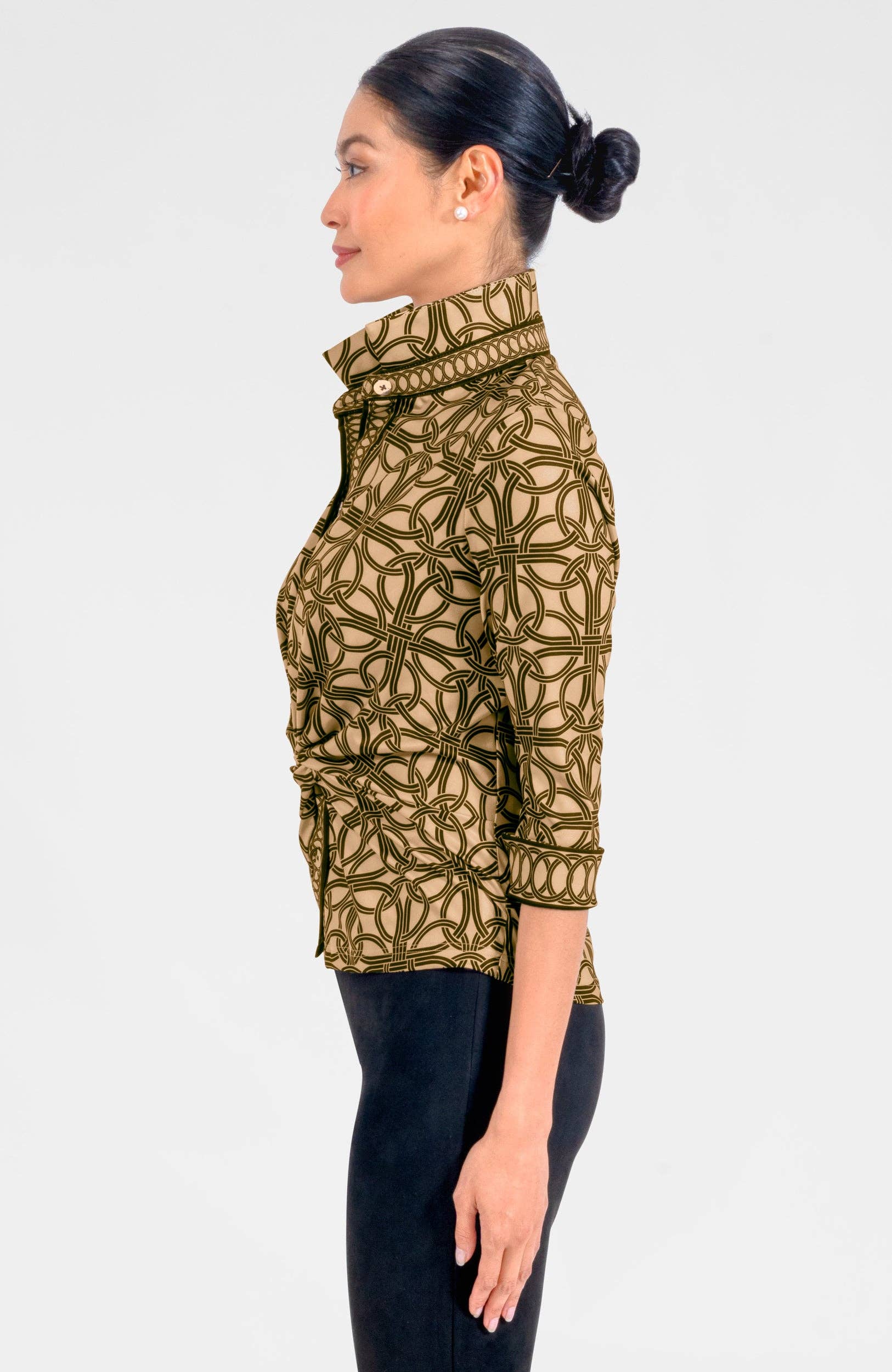 Gretchen Scott LLC – wholesale Buttoned-down shirt – Women's – Twist & Shout Top - Ring Toss6