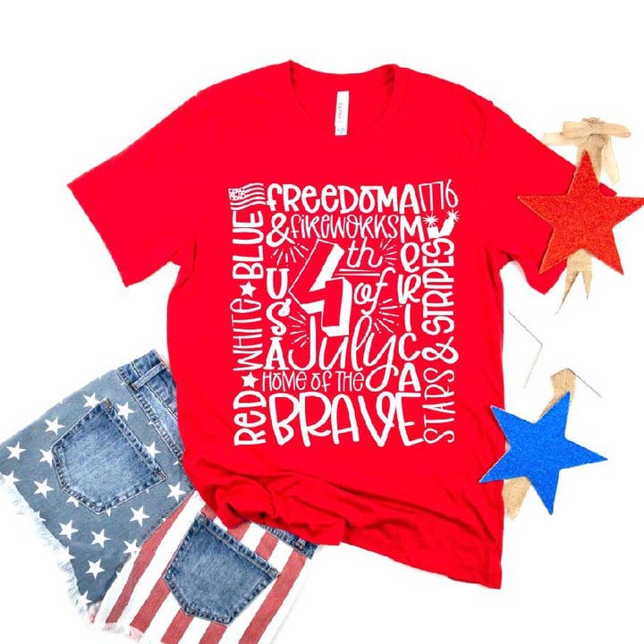 4. Juli Worttypografie Einzelfarbe (Erwachsene) für den Großhandel von Heat Transfer Hub