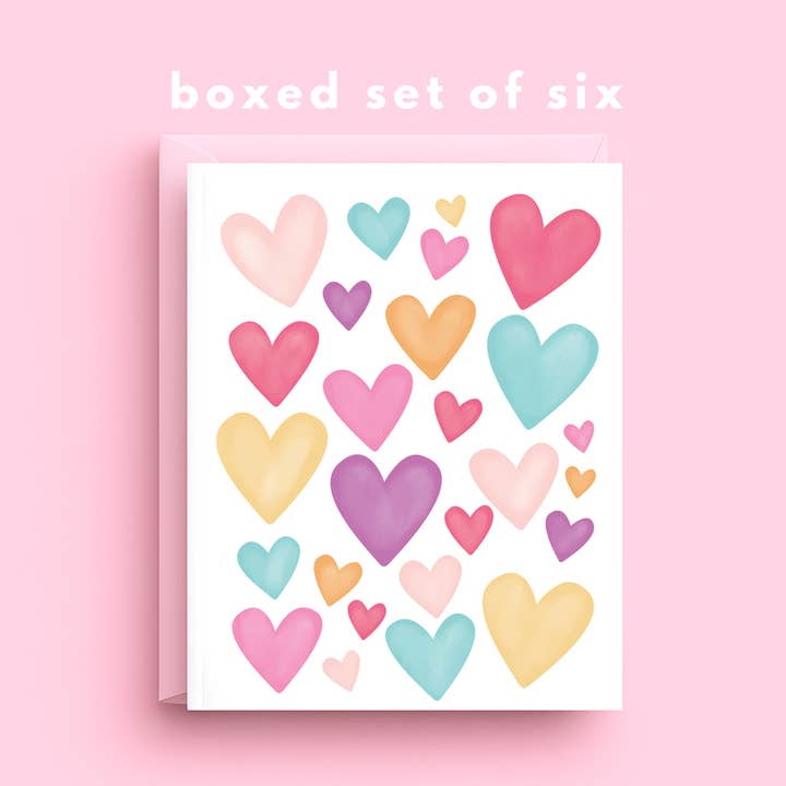 Cœurs ! Cœurs ! Cœurs ! Carte d'amour (Coffret de 6) pour la vente par Nicole Marie Paperie