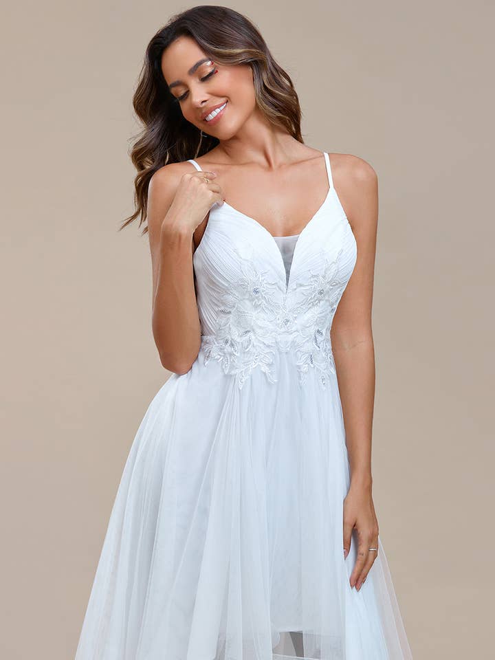 Ever-Pretty – Vestido comprido - Mulher por atacado – Vestidos de festa com aplicação em tule alta e longa4
