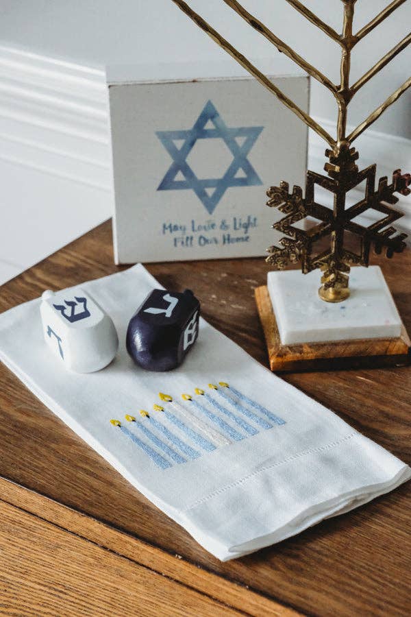 Maison d' Haiti - Wholesale Tea Towel - Hanukkah Linen Tea Towel, 13x26 in2