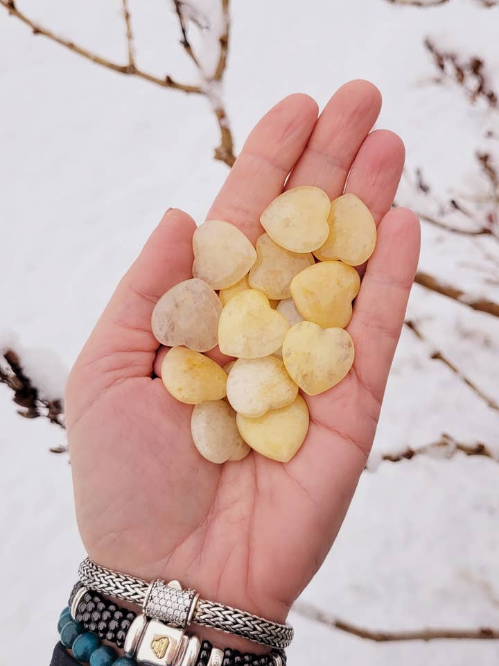 Yellow Jade Crystal Hearts for wholesale by ZARDENIA