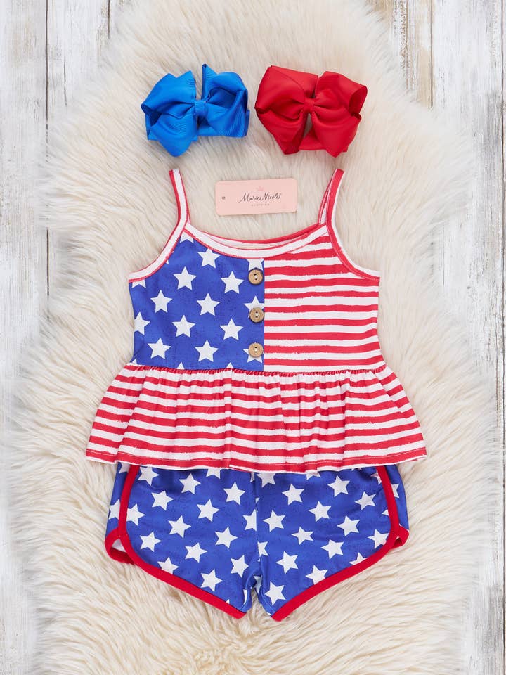 American Flag Peplum Outfit for wholesale by Marie Nicole Clothing