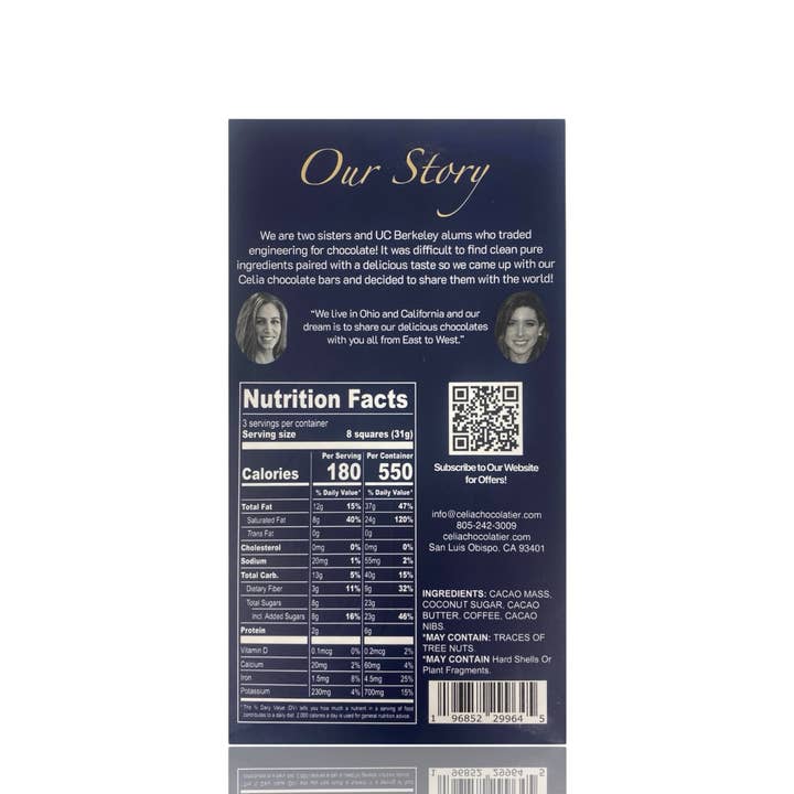 CELIA CHOCOLATIER - Wholesale Chocolate - 70% Dark Chocolate Coffee & Nibs | Coconut Sugar | Vegan2