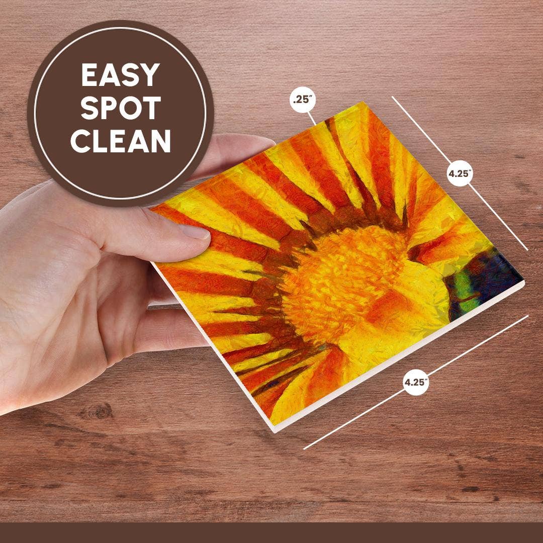 3dRose - Vente Sous-verre - 3dRose, Peinture acrylique de gazania rouge et jaune, dessous de verre6