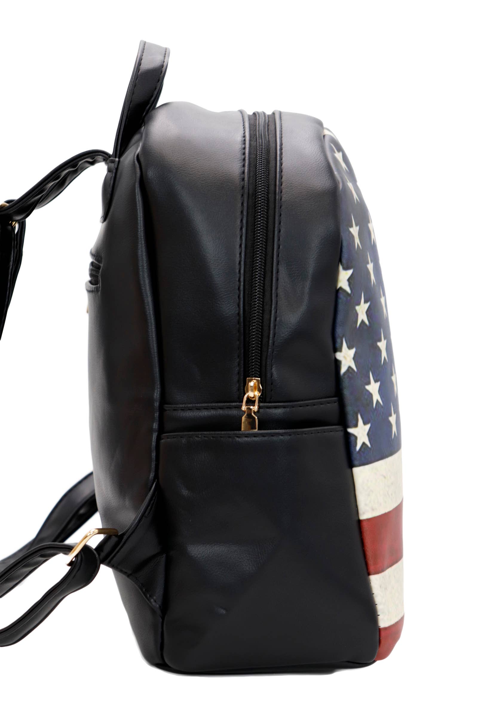 Cap Zone - Vente Sac à dos – femme - Sac à dos en cuir végétalien doux avec imprimé drapeau américain vintage17