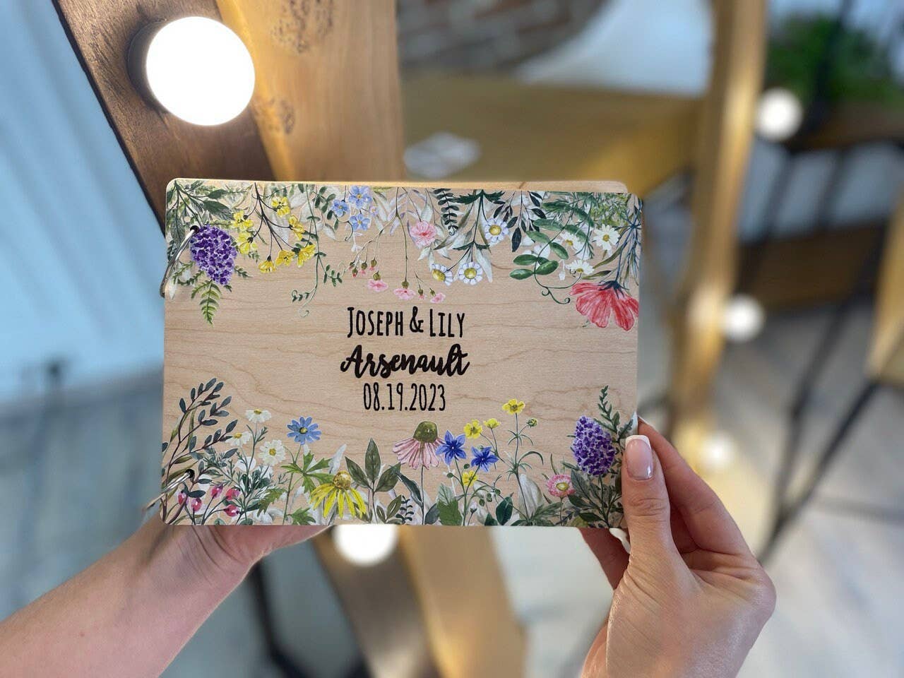 Cherish Deal - Venta al por mayor Libro de visitas - Álbum de Boda de Madera Floral – Libro de Recuerdos de Invitados Personalizado4