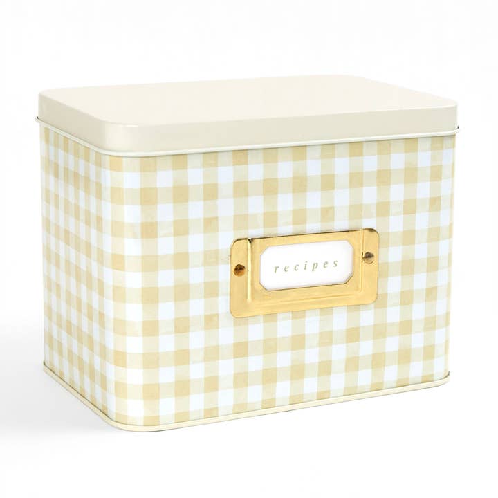 1canoe2 | One Canoe Two Paper Co. - Wholesale Recipe Box - Beige Gingham Tin Recipe Box