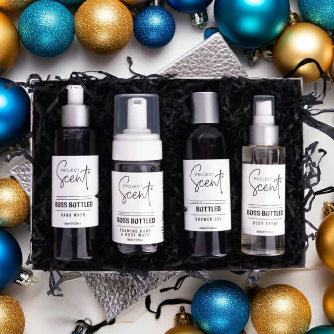 Men’s Christmas Gift Set – Shower Gel, Hand Wash & Body Spray Collection for wholesale by Project Scent