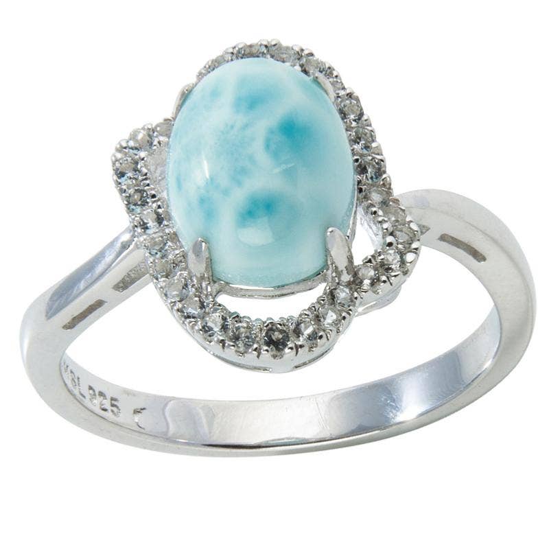 La Boîte à Cailloux - Wholesale Cocktail/Statement Ring - Larimar and AAA topaz ring 925 silver0