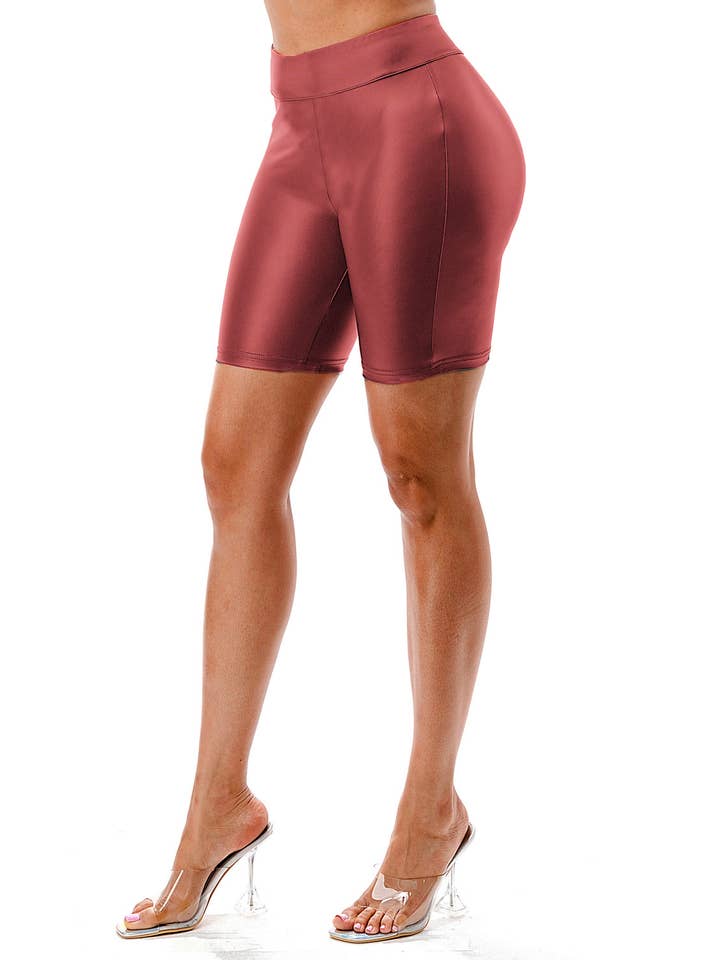 Color 5 - Wholesale Athletic Shorts - Women's - Faux leather high waist PU biker shorts leggings6