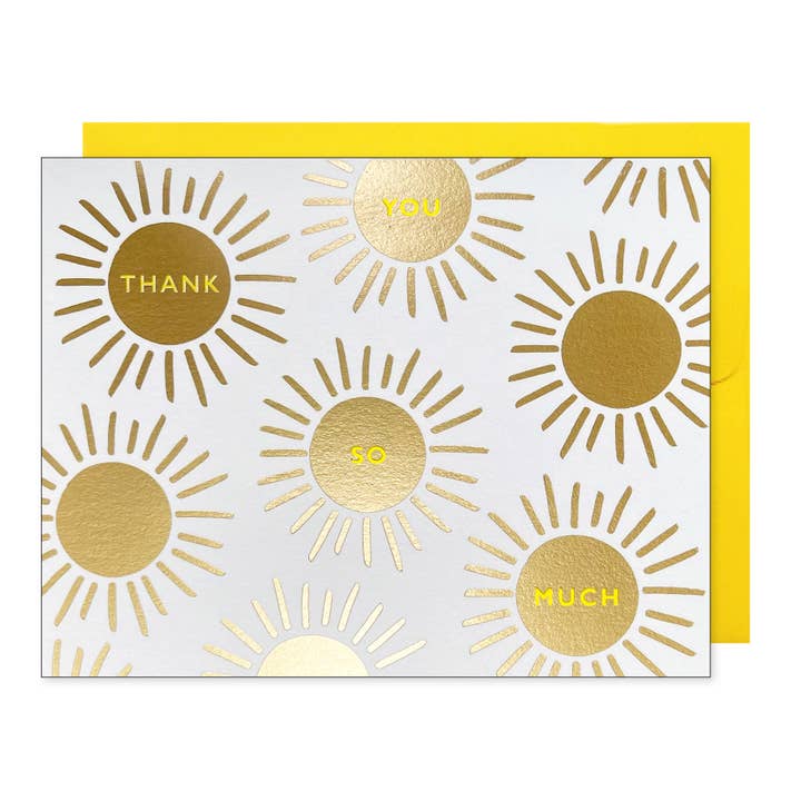 J.Falkner Cards - Wholesale Thank You Card - Gold Sunburst Thank You Card