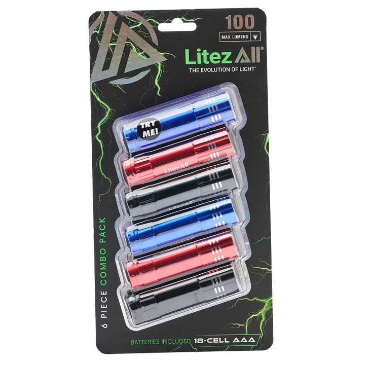 LitezAll - Wholesale Flashlight - LitezAll Aluminum Pocket Flashlight 6 Pack