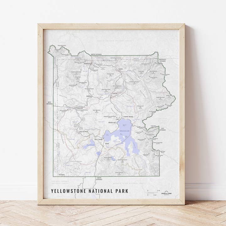Yellowstone National Park Map for wholesale by North Fork Mapping