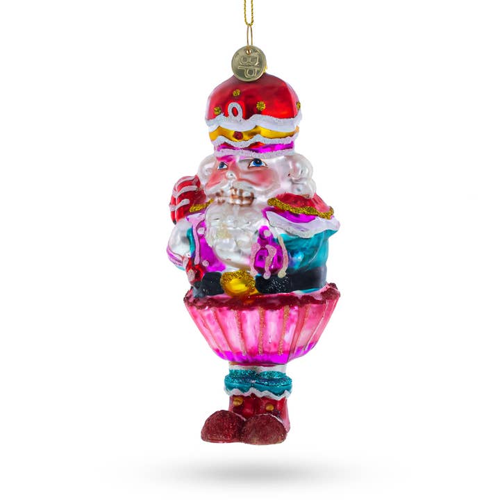 Nutcracker with Cupcake Glass Ornament for wholesale by BestPysanky
