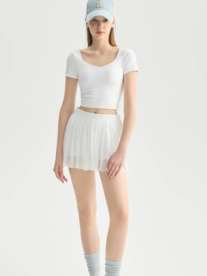 Leah Cross-Back op and Pleated Skirt 2-Piece Activewear Set for wholesale by 91thelabel