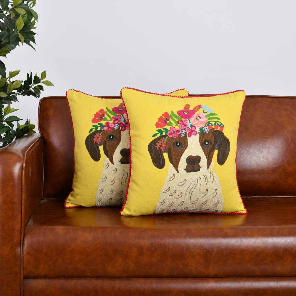Karma Living - Wholesale Throw/Decorative Pillow - 2ABCC221578_YLFS - Set/2 JACK RUSSEL DOG PILLOW 18x18"4