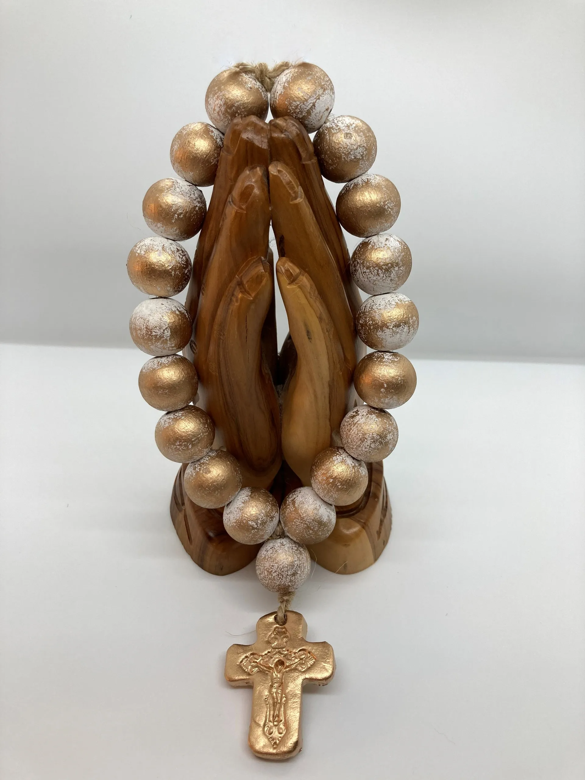 Customized colors LULU White Wood 19 (20mm) Beads With Small Clay Cross for wholesale on Faire2