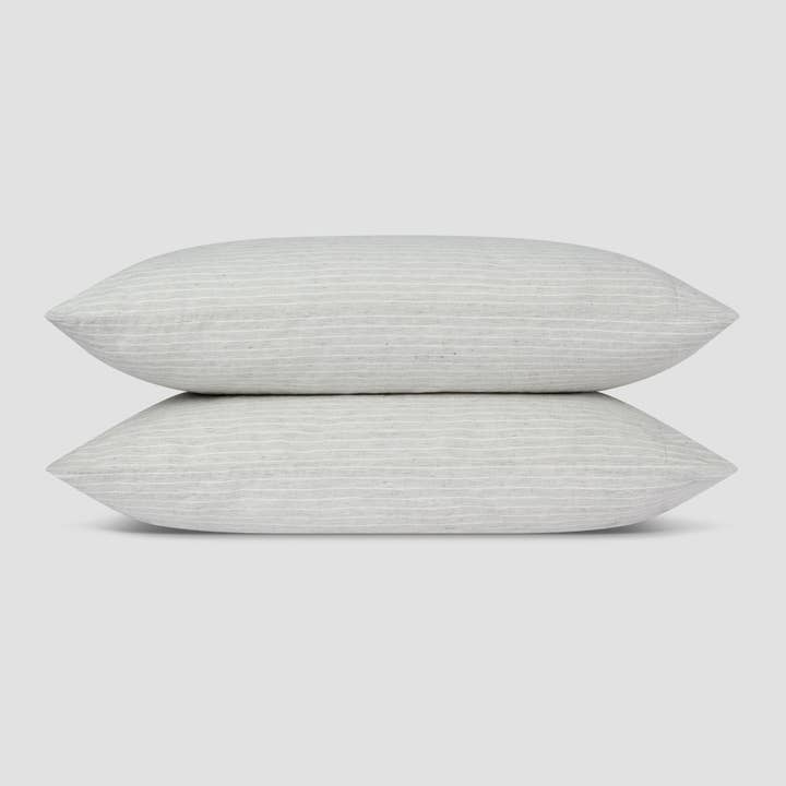 Piglet in Bed USA - Wholesale Bedding Pillowcase/Sham - Gray Mini Stripe Linen Blend Pillowcases (Pair)