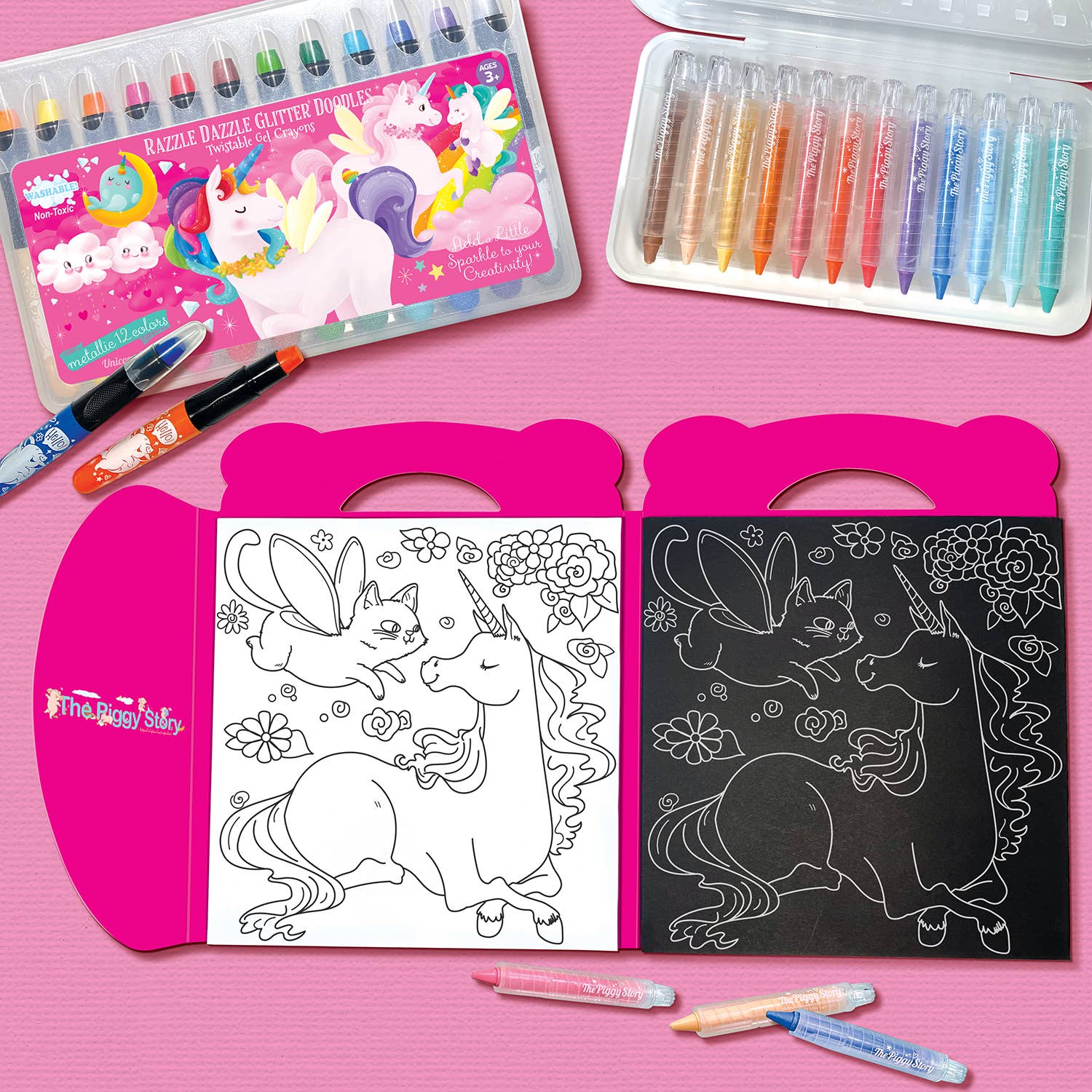 The Piggy Story - Vendita all'ingrosso Pastelli a cera - Bambini e neonati - Shimmer su Black & White Art Center4