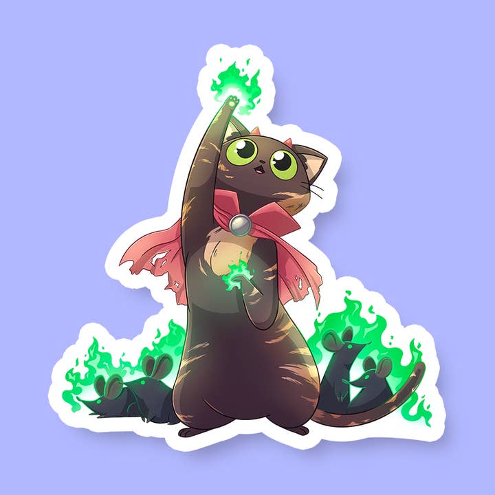 Warlock Class D&D Cat Sticker for wholesale by Riftgate