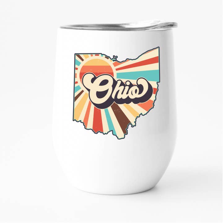 Retro Ohio Wine Tumbler, State Pride Tumbler for wholesale by Fbombs & Booze