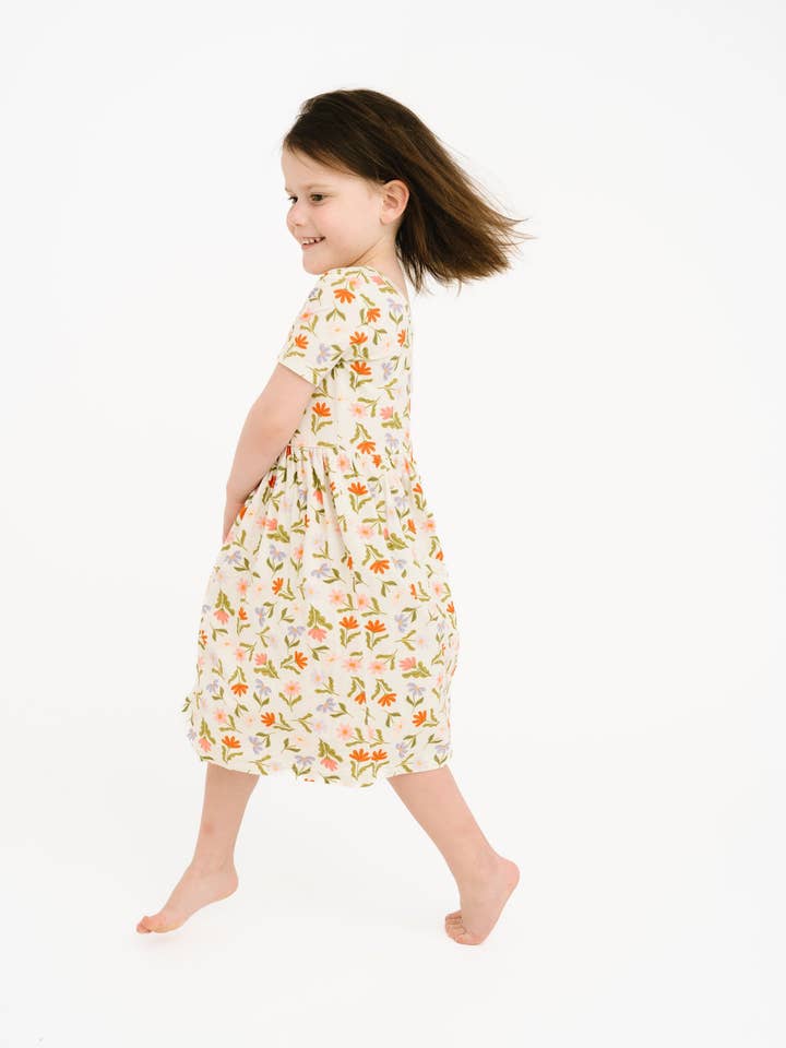 Little One Shop - Wholesale Dress - Kids - Daisy Daydream Short Sleeve Bamboo Dress5