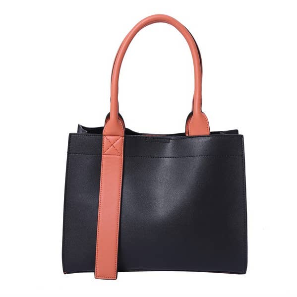 Ladies Faux Leather Fashion two Tone Top Handle Bag for wholesale by Nima Accessories Inc