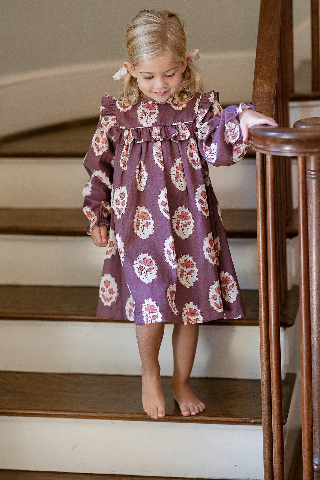 Sun House Children's - Wholesale Dress - Kids - Britta Dress in Intaglio Maroon2