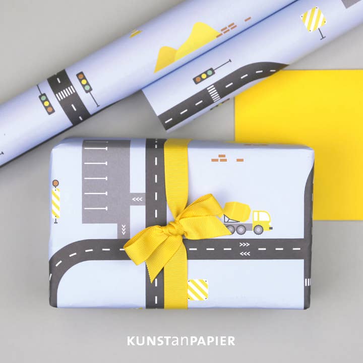 Kunst an Papier – wholesale Flat wrap – Gift wrap construction site Bob