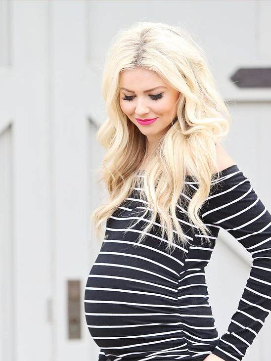 to: little arrows - Wholesale Top - Maternity - Black Striped Off-the-Shoulder Maternity Shirt - Pregnancy0