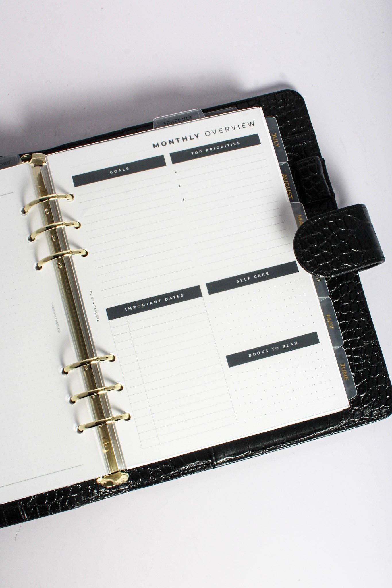 Outlined - Wholesale Planner - Croc Leather A5 Planner Cover - Noir1