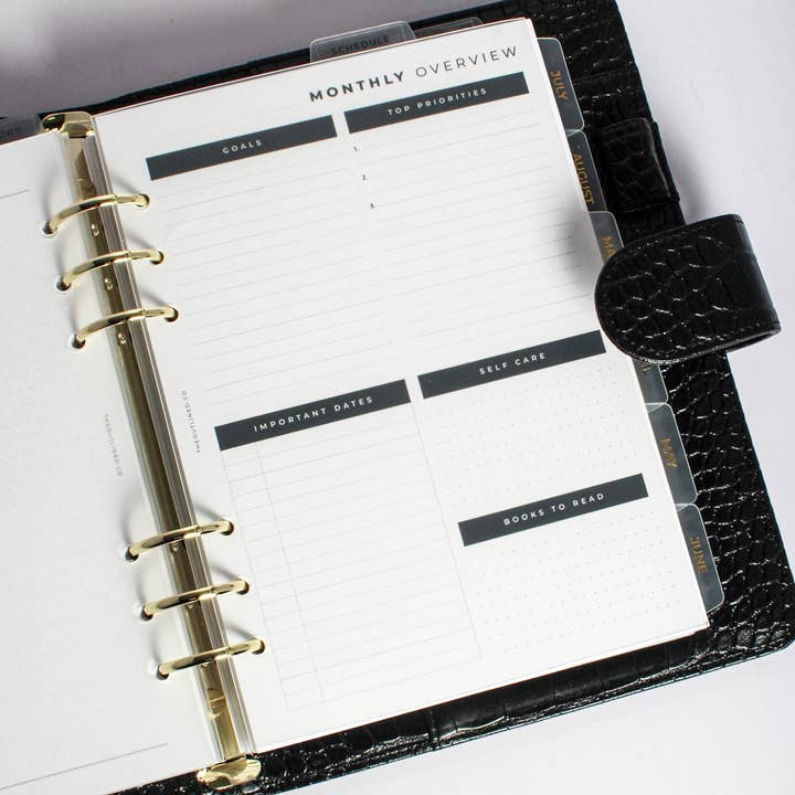 Outlined - Wholesale Planner - Croc Leather A5 Planner Cover - Noir1