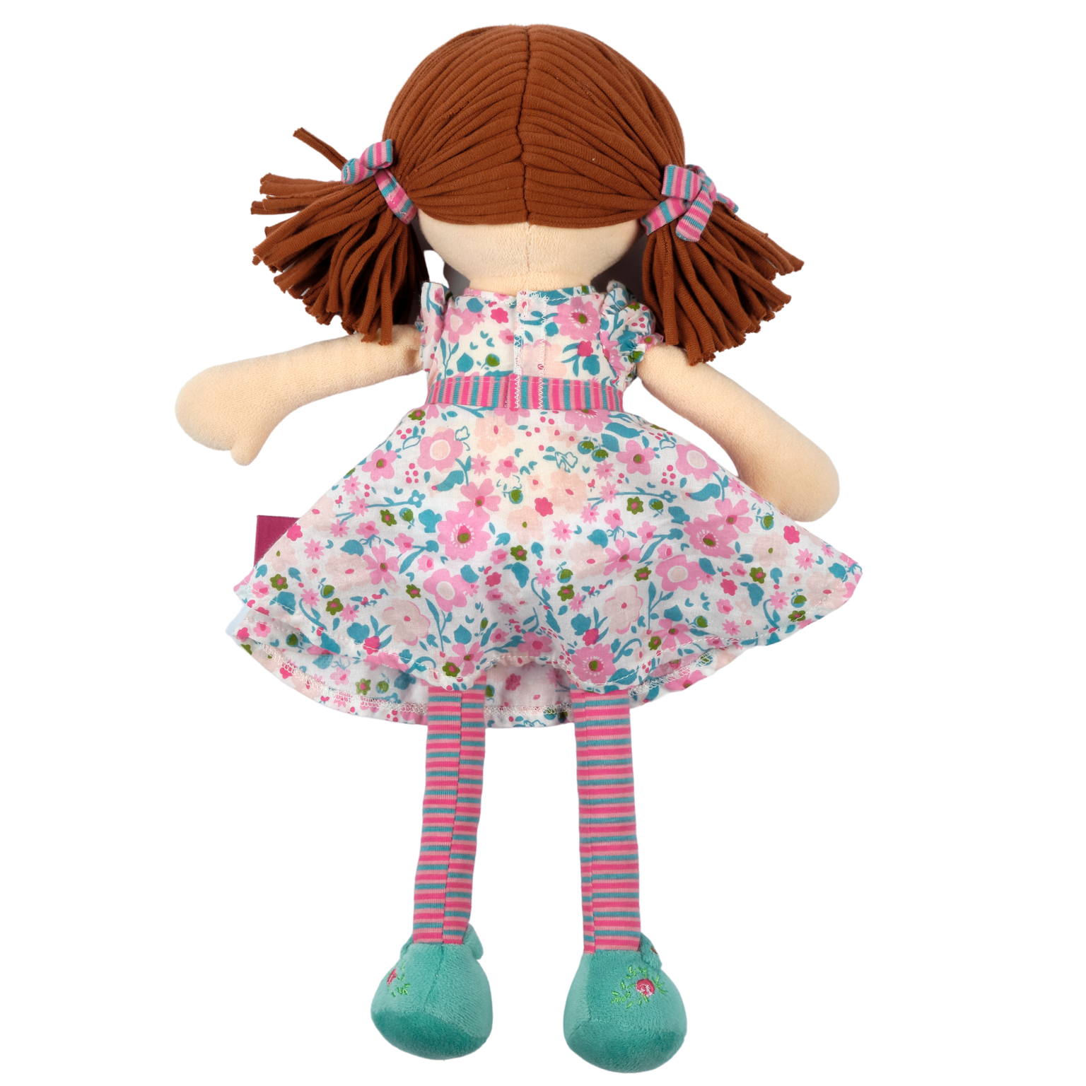 Tikiri Toys LLC - Wholesale Doll - Kids - Katy  Dark Brown Hair with Pink and Sea Green Dress2