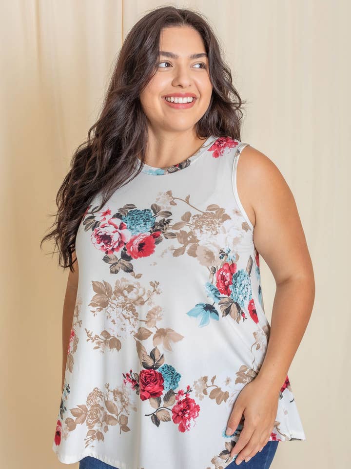 Túnica Floral Plus por atacado de EG fashion