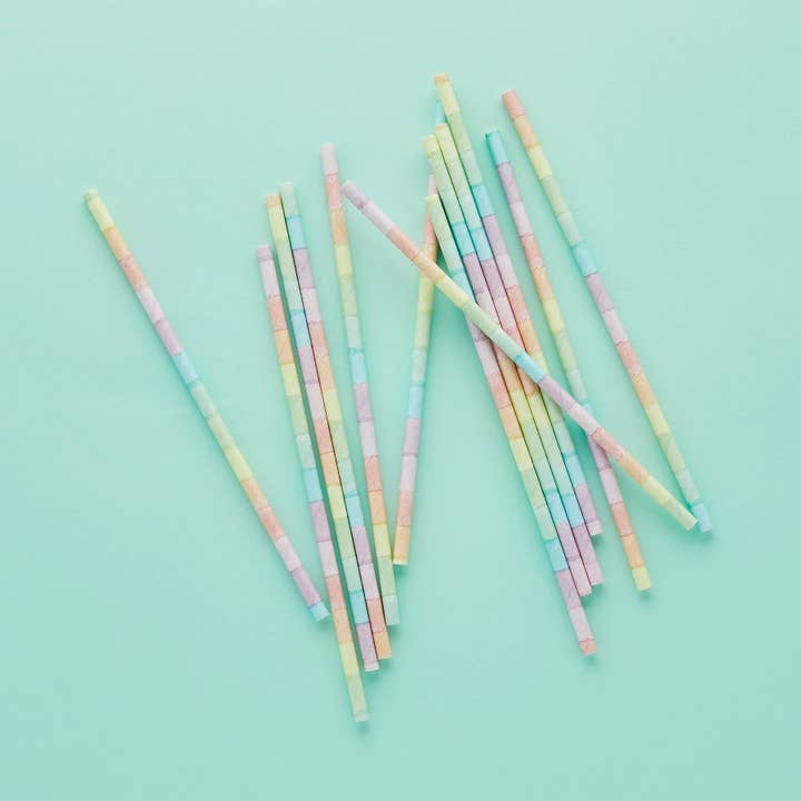 Eco Rainbow Paper Straws 20 Pack for wholesale by Hootyballoo by Club Green