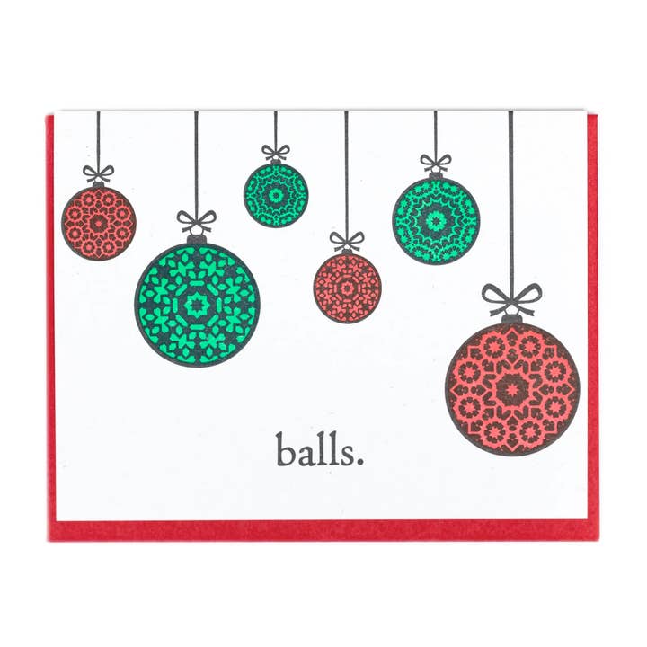 Balls Holiday Wenskaart voor wholesale door Lady Pilot Letterpress
