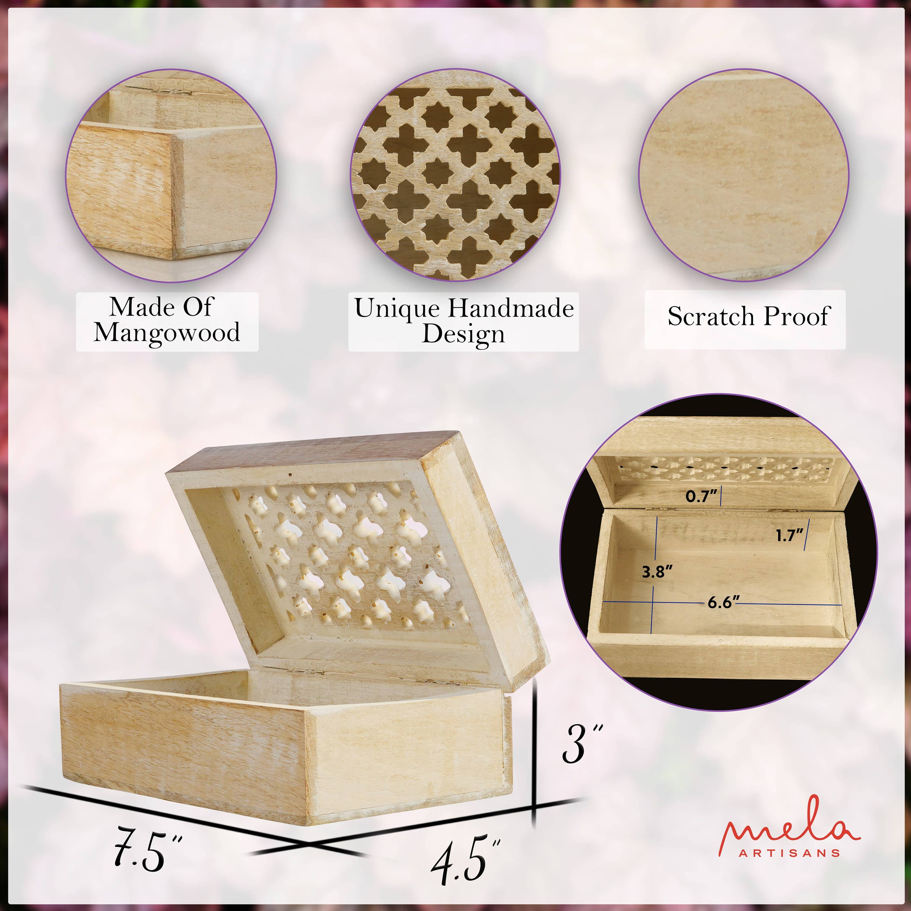 Mela Artisans - Wholesale Decorative Box - Trellis Handcarved Wooden Boxes0