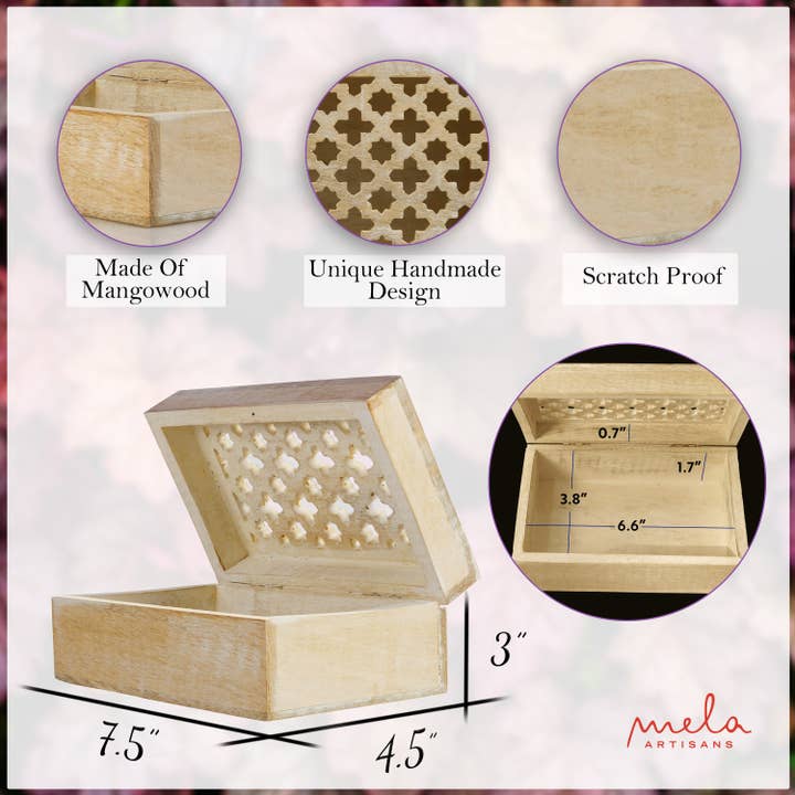 Mela Artisans - Wholesale Decorative Box - Trellis Handcarved Wooden Boxes